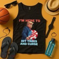 Disc Golf Funny Hit Trees And Curse Retro Disc Golf Tank Top thumb 4