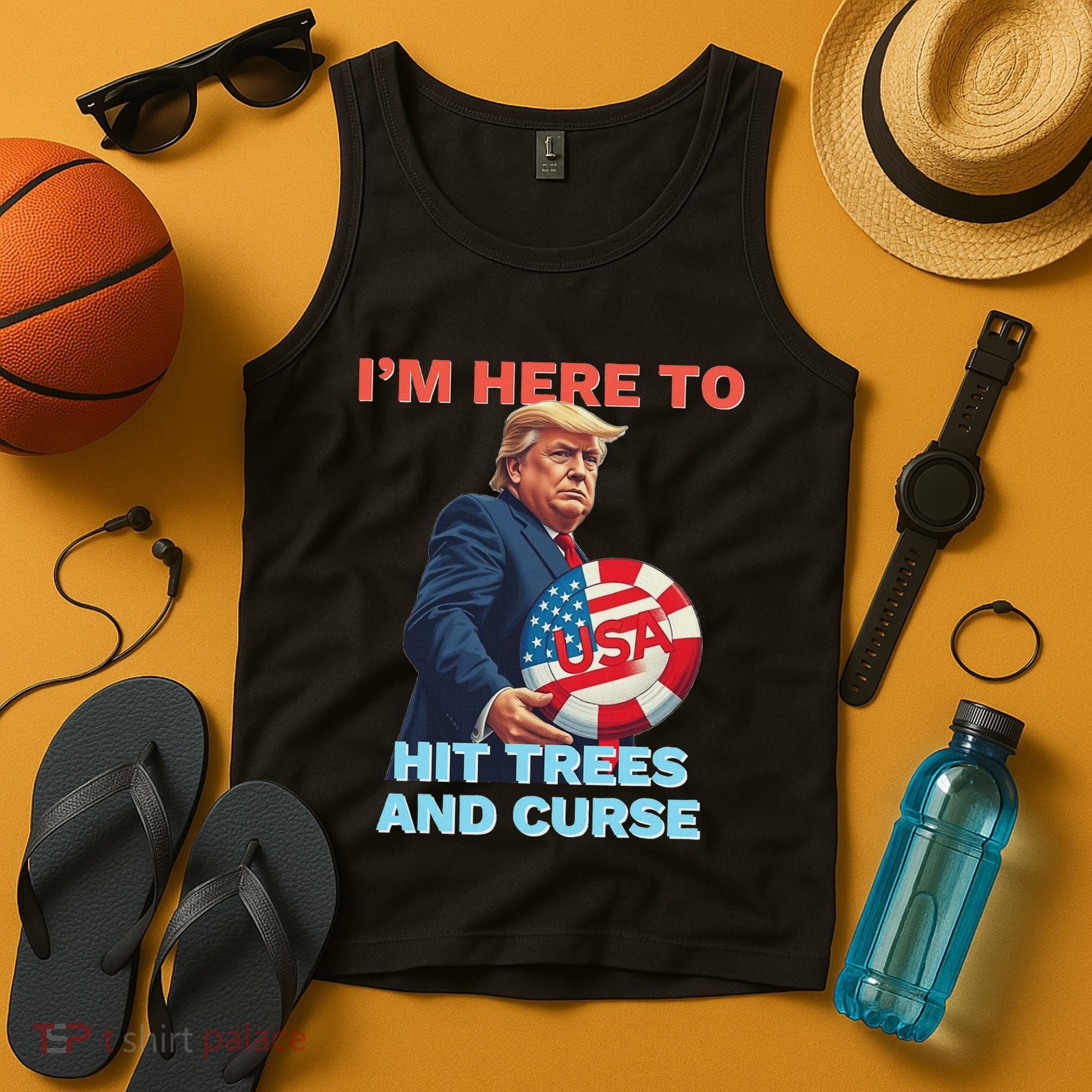 Disc Golf Funny Hit Trees And Curse Retro Disc Golf Tank Top