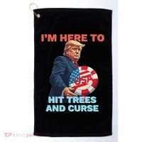 Disc Golf Funny Hit Trees And Curse Retro Disc Golf Golf Towel thumb 0