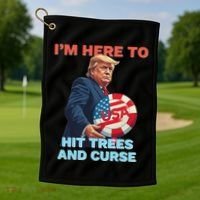 Disc Golf Funny Hit Trees And Curse Retro Disc Golf Golf Towel thumb 1