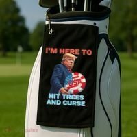 Disc Golf Funny Hit Trees And Curse Retro Disc Golf Golf Towel thumb 2