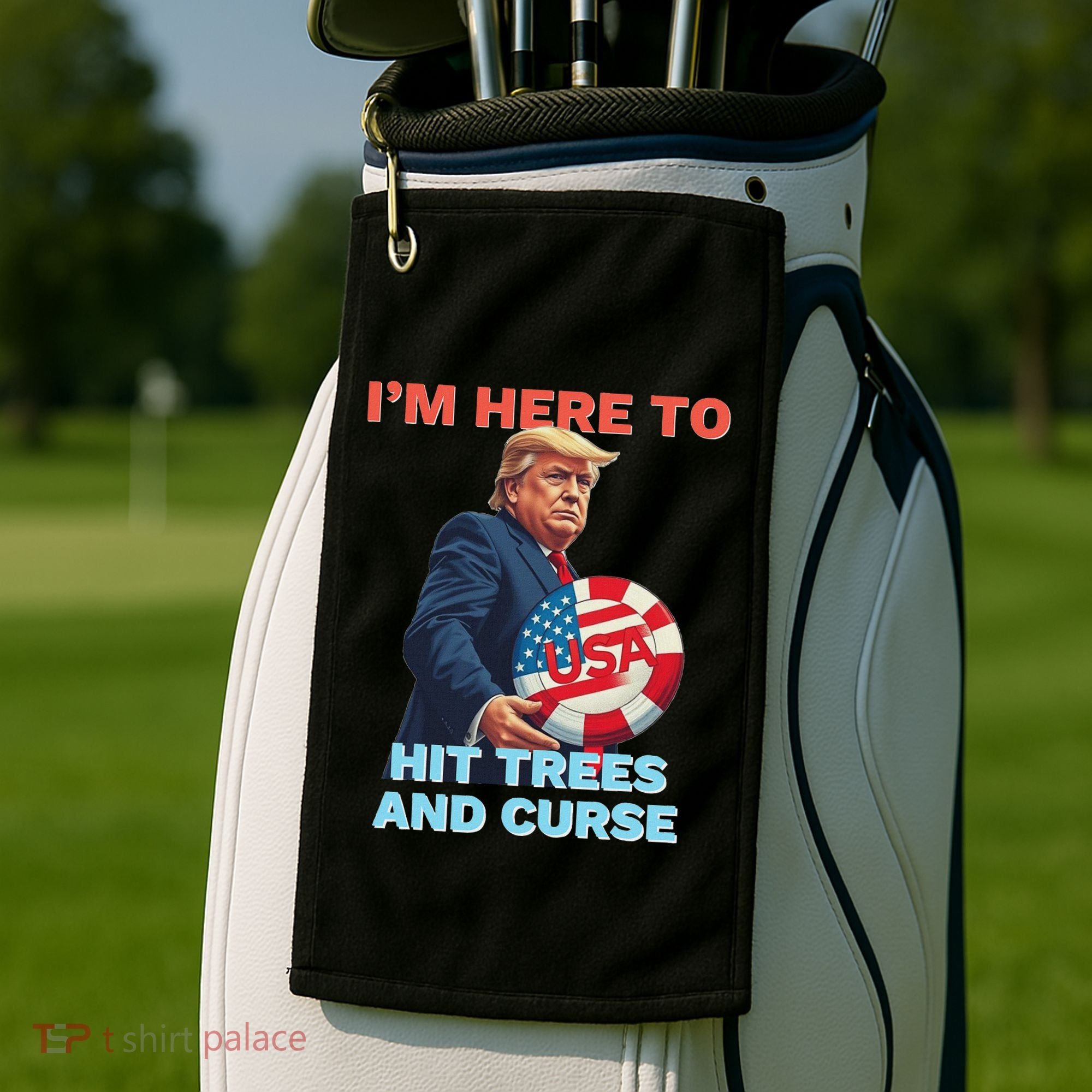 Disc Golf Funny Hit Trees And Curse Retro Disc Golf Golf Towel