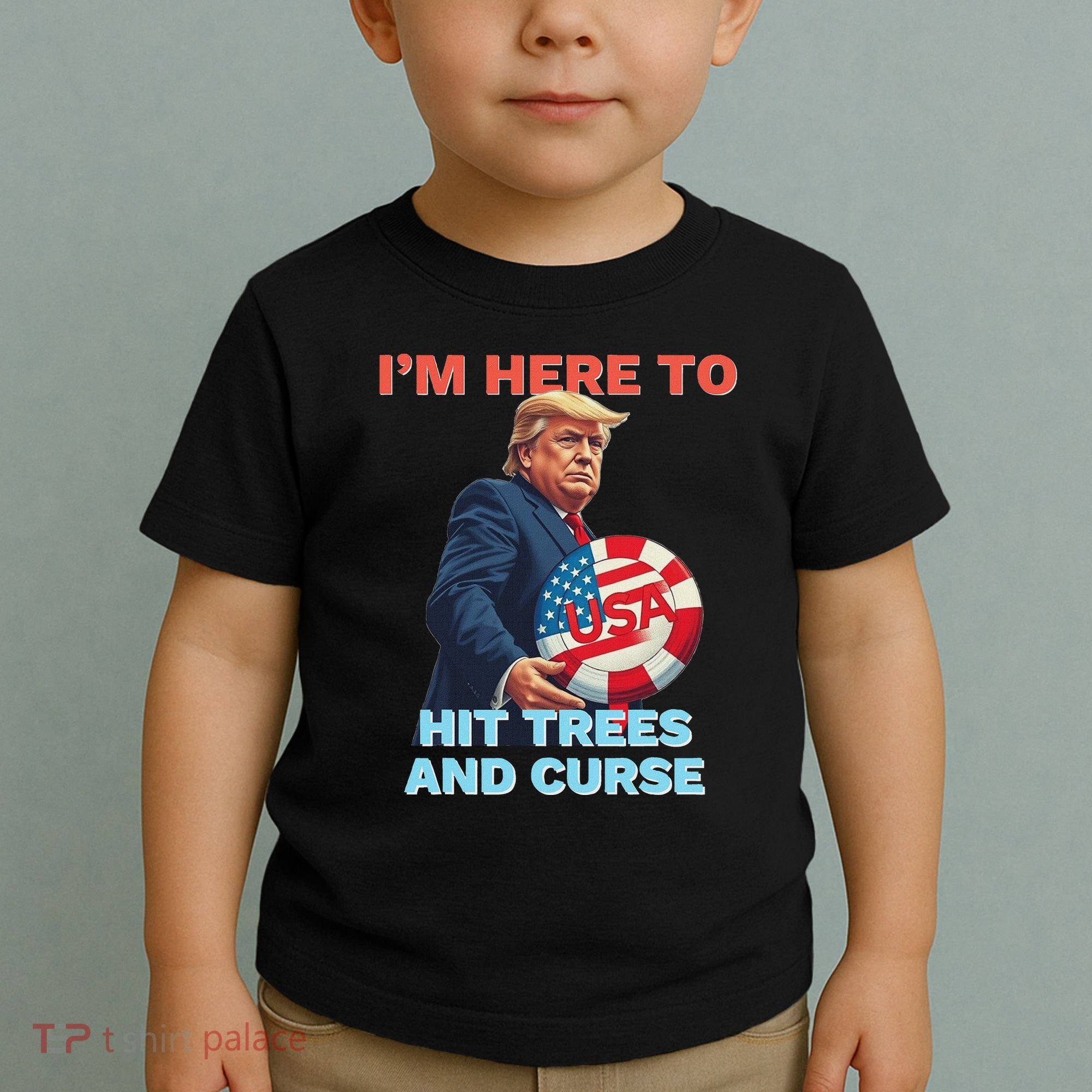Disc Golf Funny Hit Trees And Curse Retro Disc Golf Toddler T-Shirt