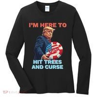 Disc Golf Funny Hit Trees And Curse Retro Disc Golf Women's Long Sleeve Shirt thumb 0