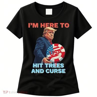 Disc Golf Funny Hit Trees And Curse Retro Disc Golf Women's T-Shirt