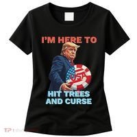Disc Golf Funny Hit Trees And Curse Retro Disc Golf Women's T-Shirt thumb 0