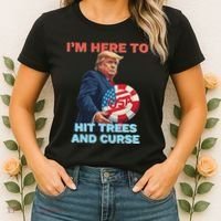 Disc Golf Funny Hit Trees And Curse Retro Disc Golf Women's T-Shirt thumb 2