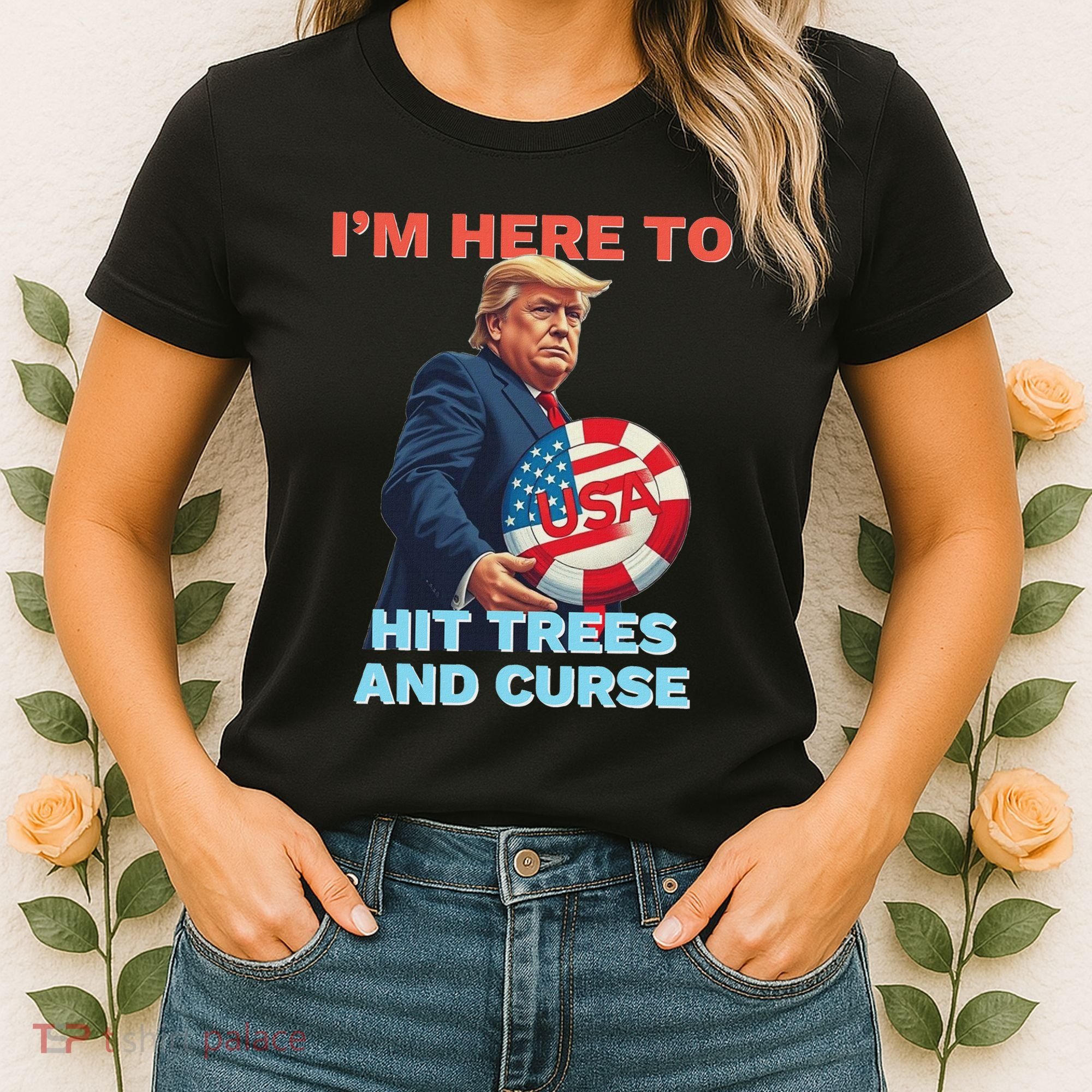 Disc Golf Funny Hit Trees And Curse Retro Disc Golf Women's T-Shirt