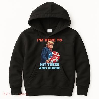 Disc Golf Funny Hit Trees And Curse Retro Disc Golf Kids Hoodie