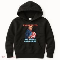 Disc Golf Funny Hit Trees And Curse Retro Disc Golf Kids Hoodie thumb 0