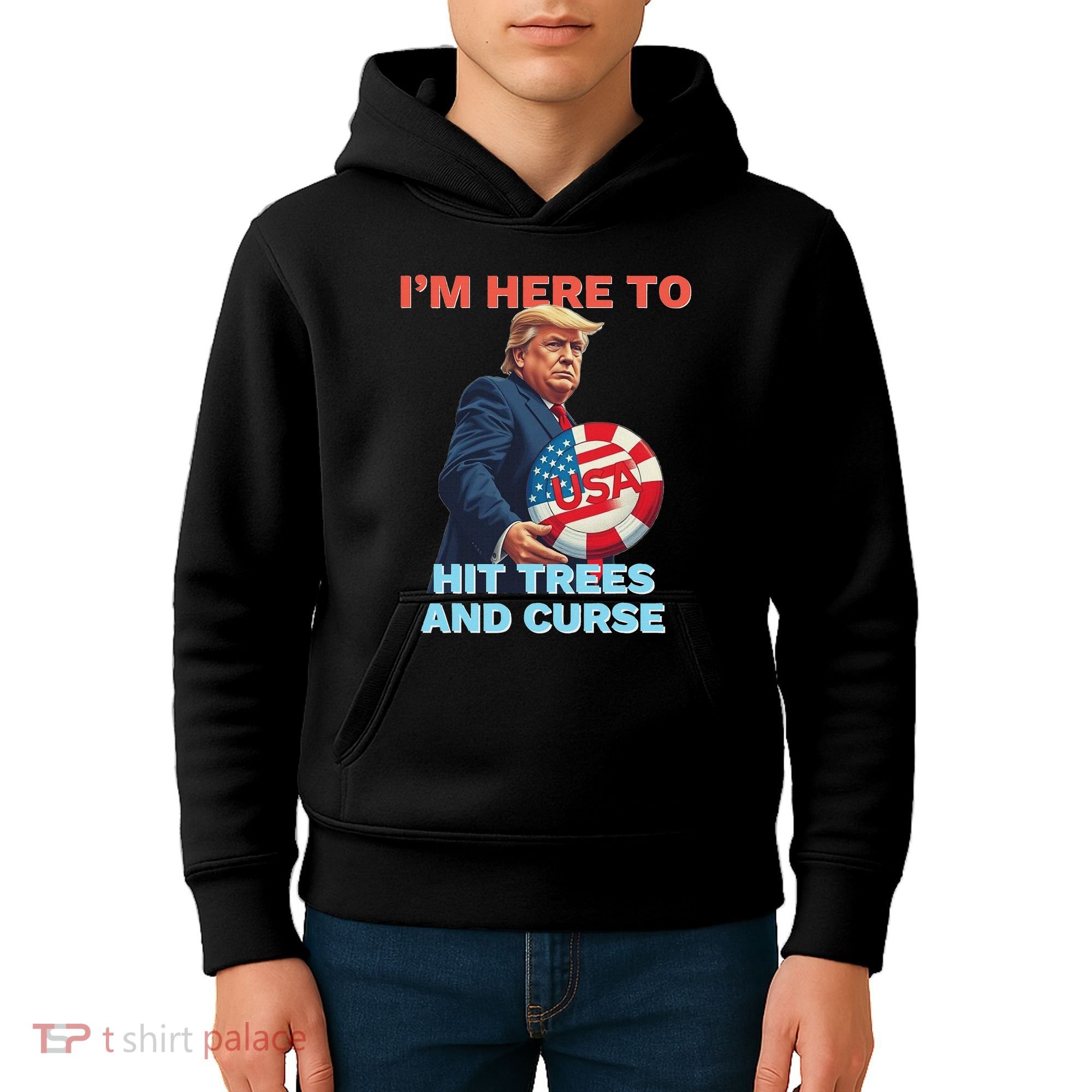 Disc Golf Funny Hit Trees And Curse Retro Disc Golf Kids Hoodie
