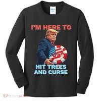 Disc Golf Funny Hit Trees And Curse Retro Disc Golf Kids Long Sleeve Shirt thumb 0