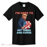 Disc Golf Funny Hit Trees And Curse Retro Disc Golf Kids T-Shirt thumb 0