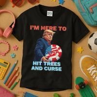 Disc Golf Funny Hit Trees And Curse Retro Disc Golf Kids T-Shirt thumb 3