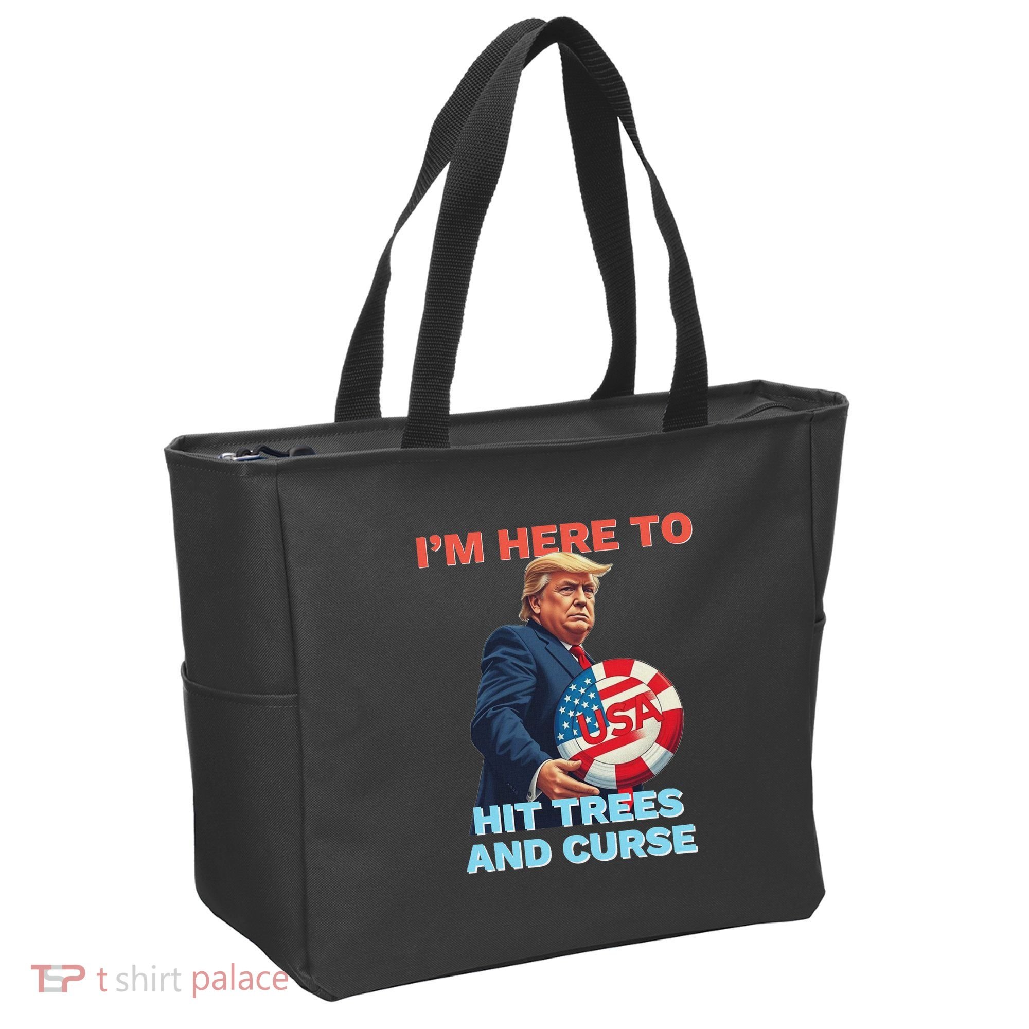 Disc Golf Funny Hit Trees And Curse Retro Disc Golf Tote Bag