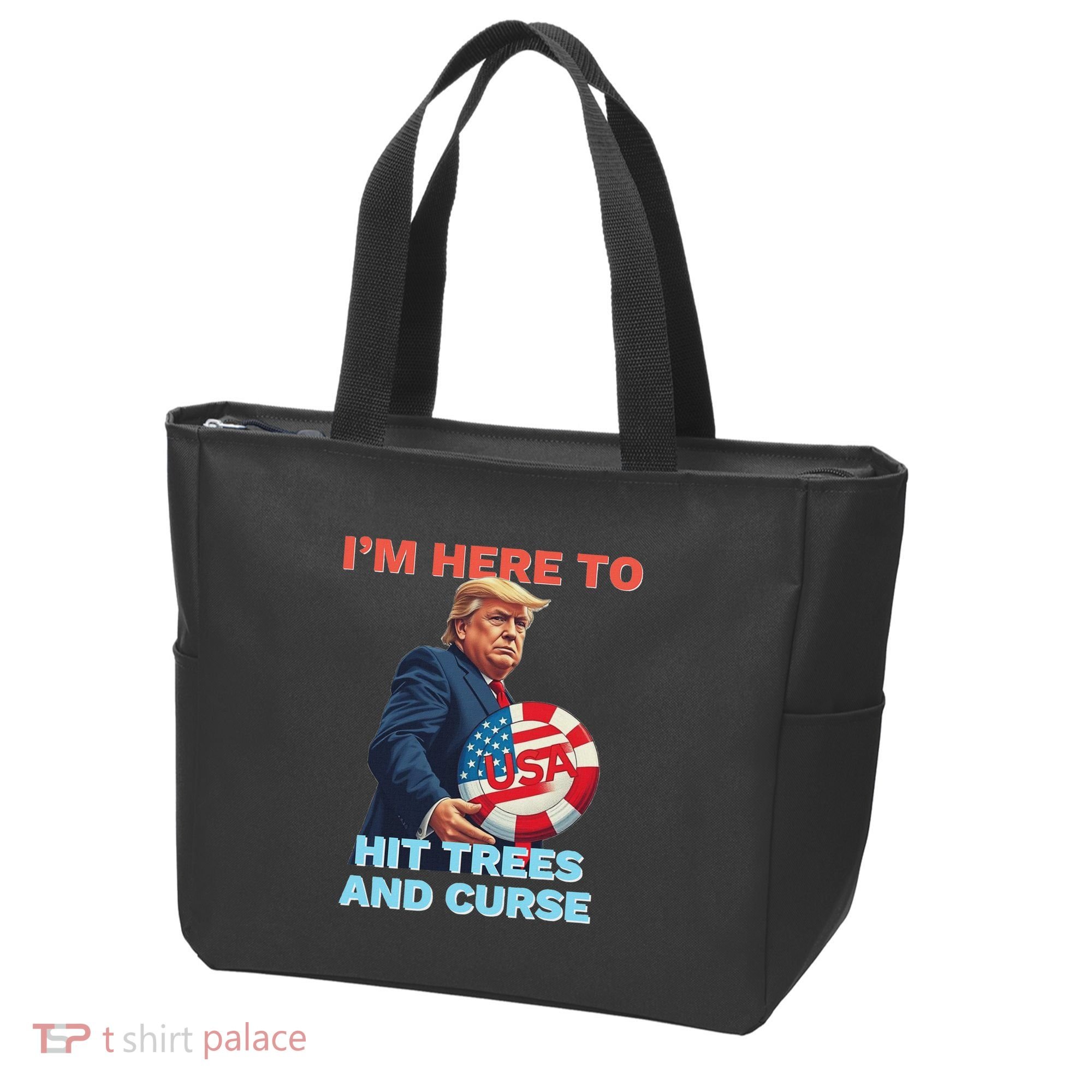 Disc Golf Funny Hit Trees And Curse Retro Disc Golf Tote Bag
