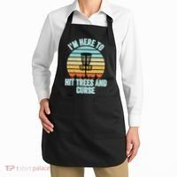 Disc Golf Funny Hit Trees And Curse Retro Disc Golf Gi T Apron thumb 2