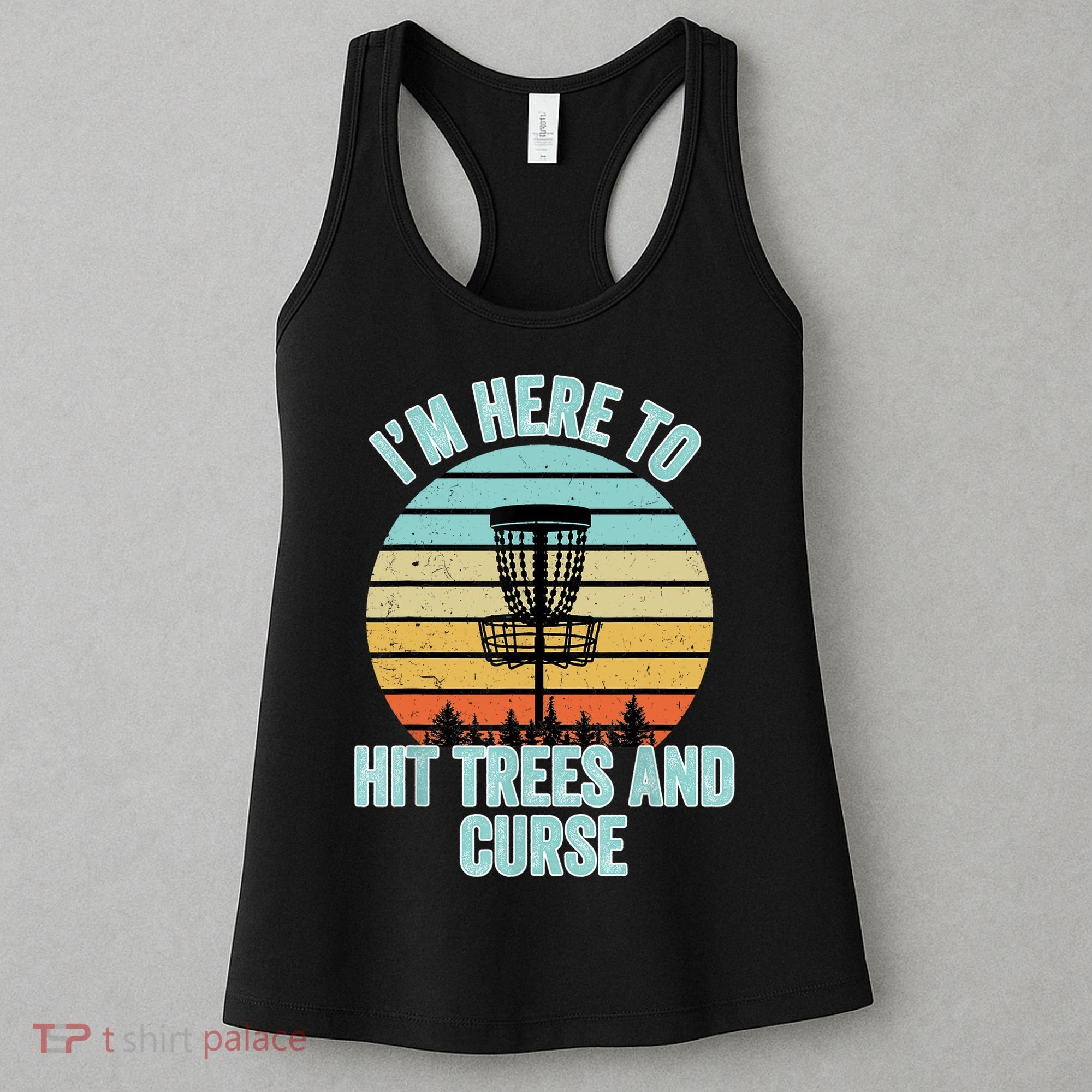 Disc Golf Funny Hit Trees And Curse Retro Disc Golf Gi T Women's Tank Top
