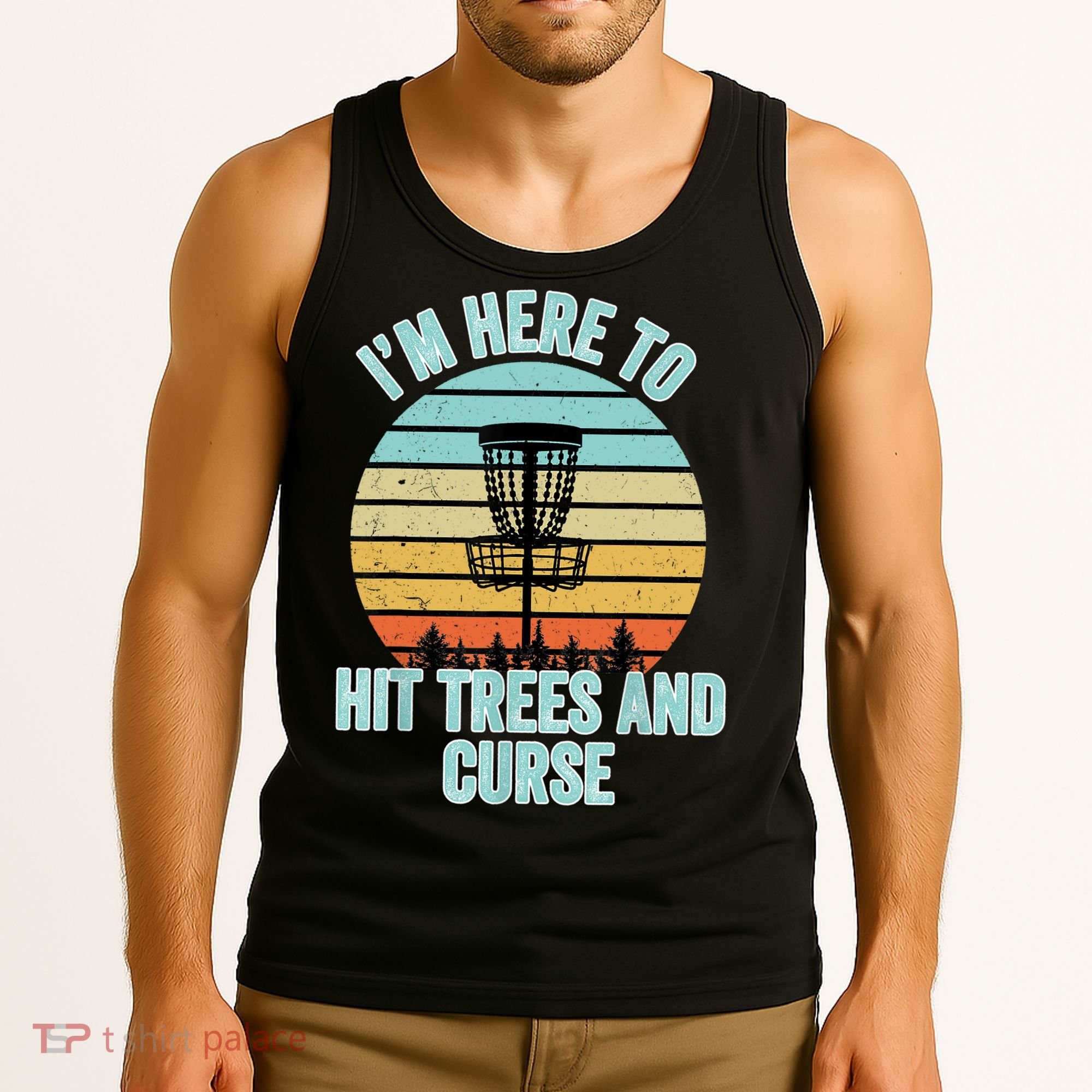 Disc Golf Funny Hit Trees And Curse Retro Disc Golf Gi T Tank Top
