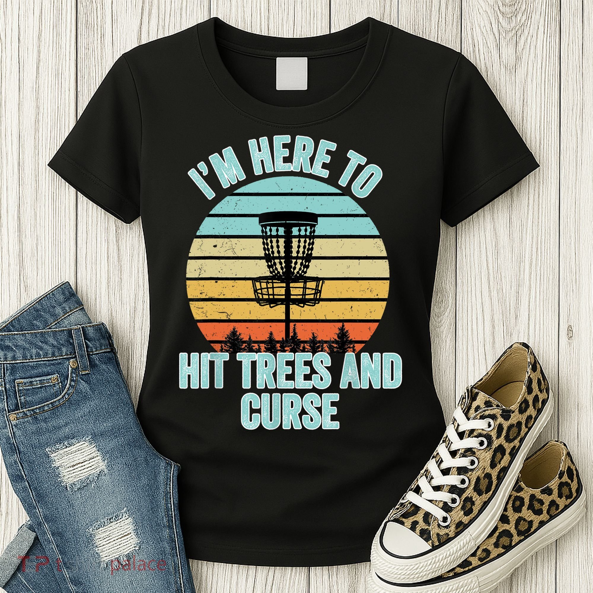 Disc Golf Funny Hit Trees And Curse Retro Disc Golf Gi T Women's T-Shirt