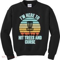 Disc Golf Funny Hit Trees And Curse Retro Disc Golf Gi T Kids Sweatshirt thumb 0