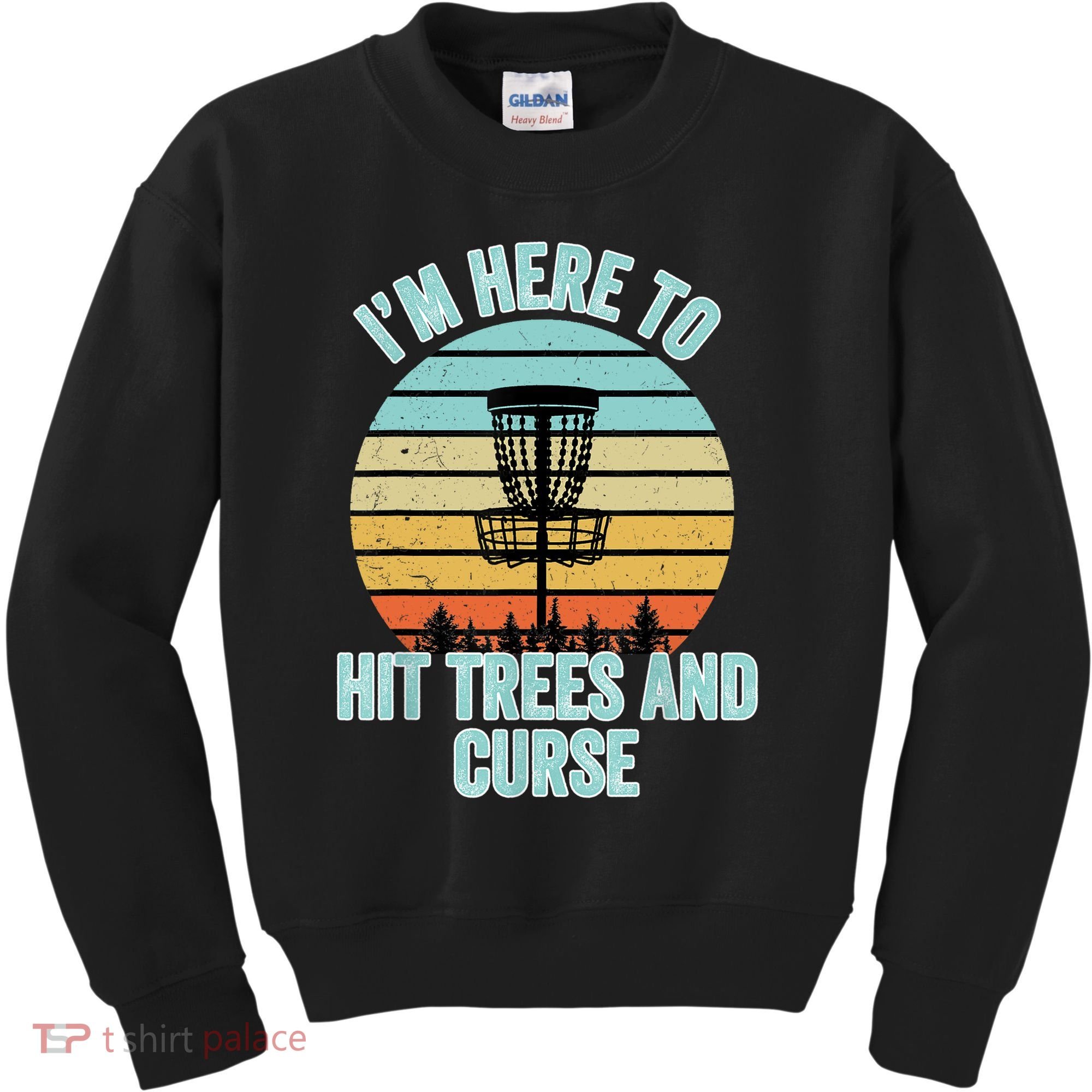 Disc Golf Funny Hit Trees And Curse Retro Disc Golf Gi T Kids Sweatshirt
