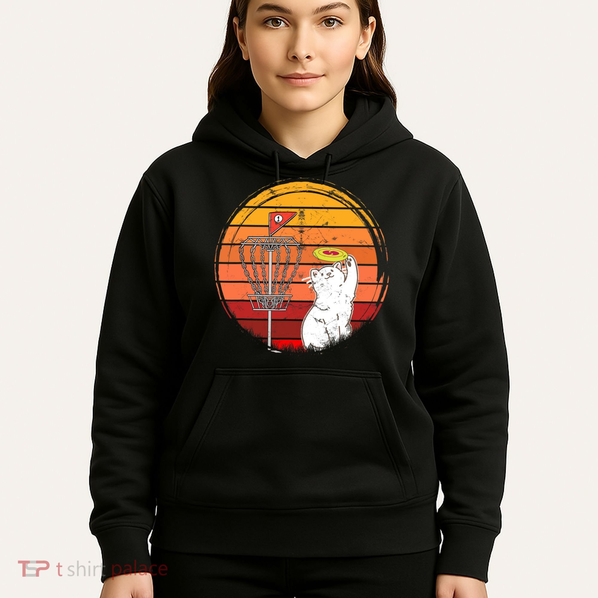 Disc Golf Frisbee Golf Disc Sport Players Cute Cat Lovers Hoodie