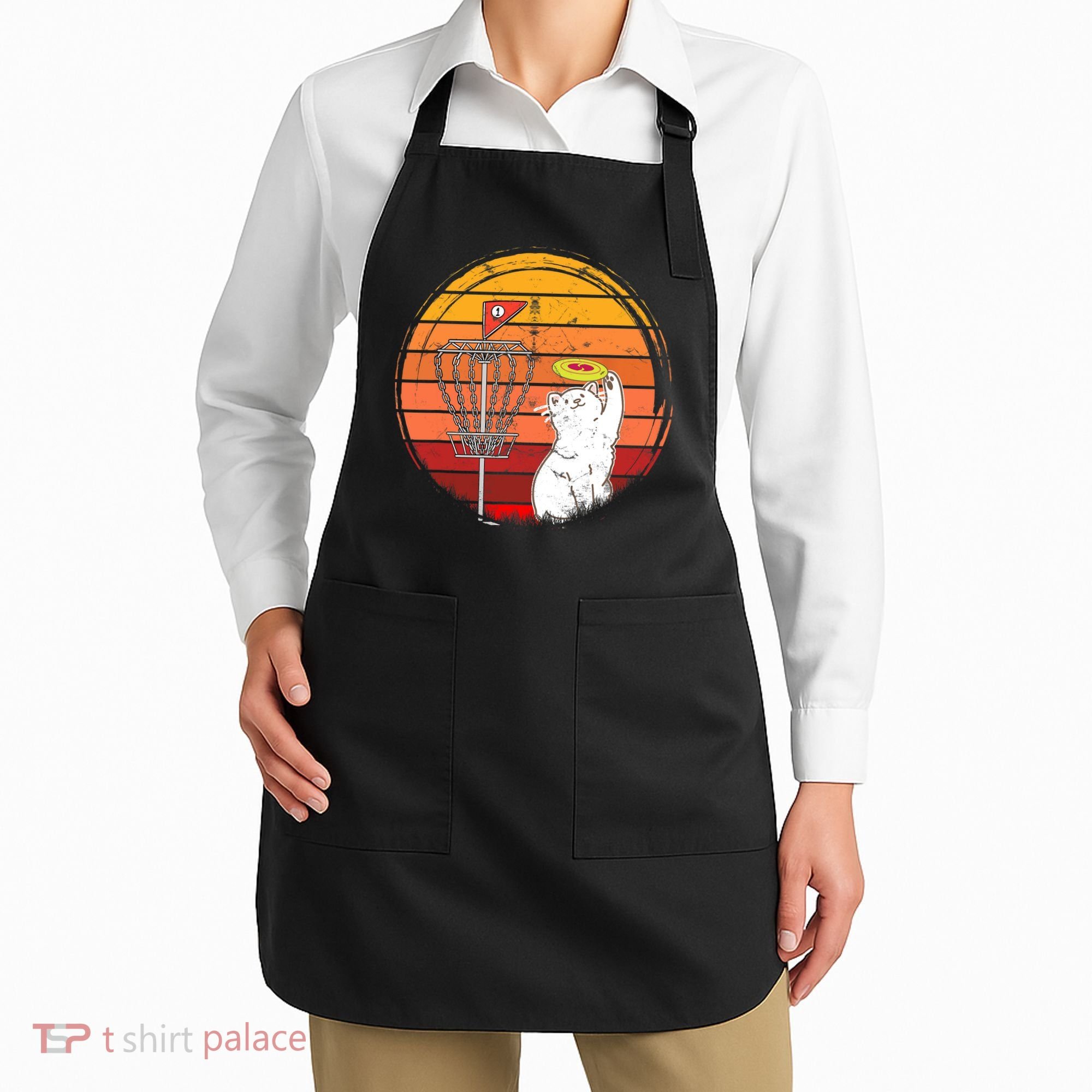 Disc Golf Frisbee Golf Disc Sport Players Cute Cat Lovers Apron