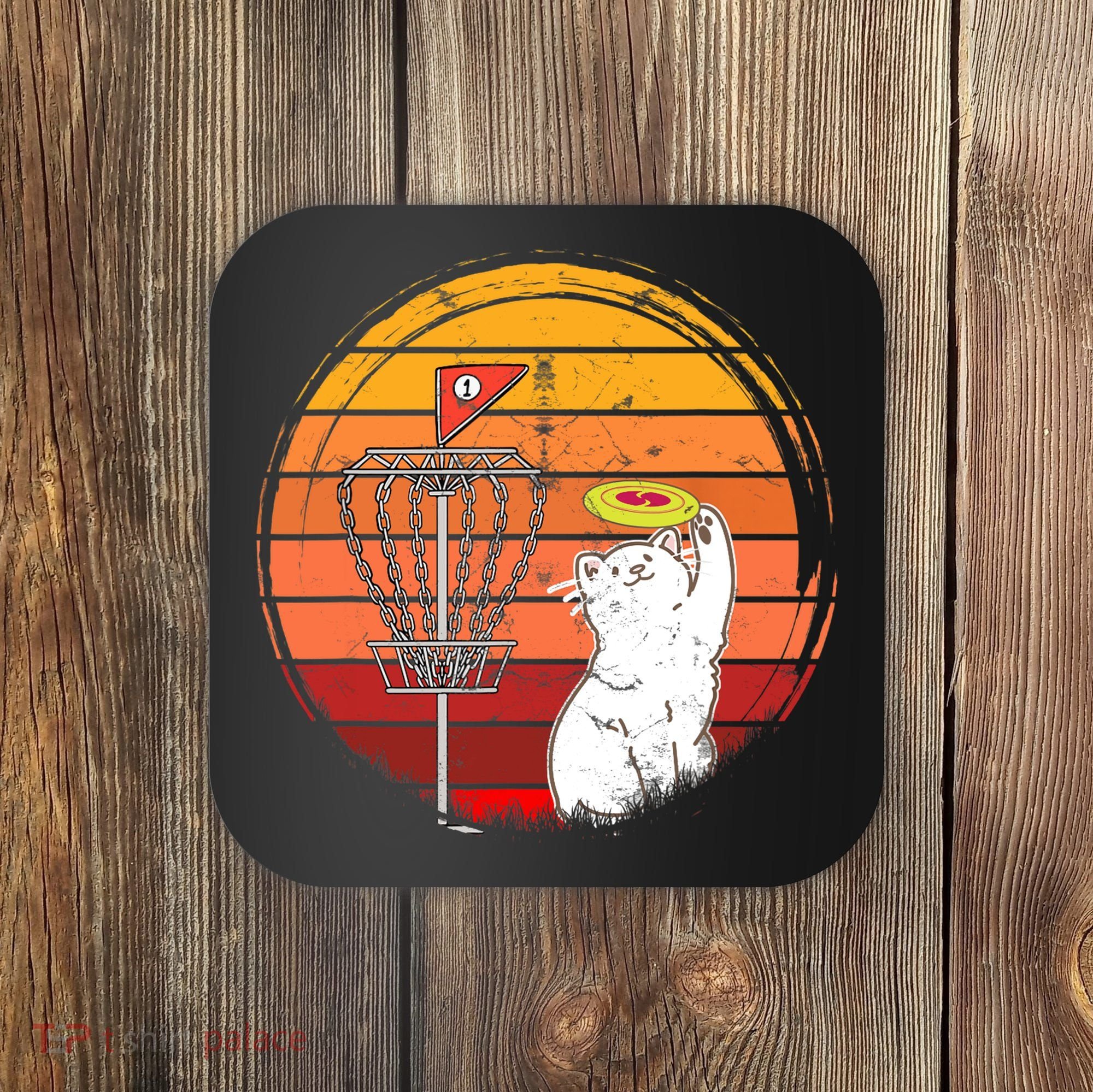 Disc Golf Frisbee Golf Disc Sport Players Cute Cat Lovers Coaster