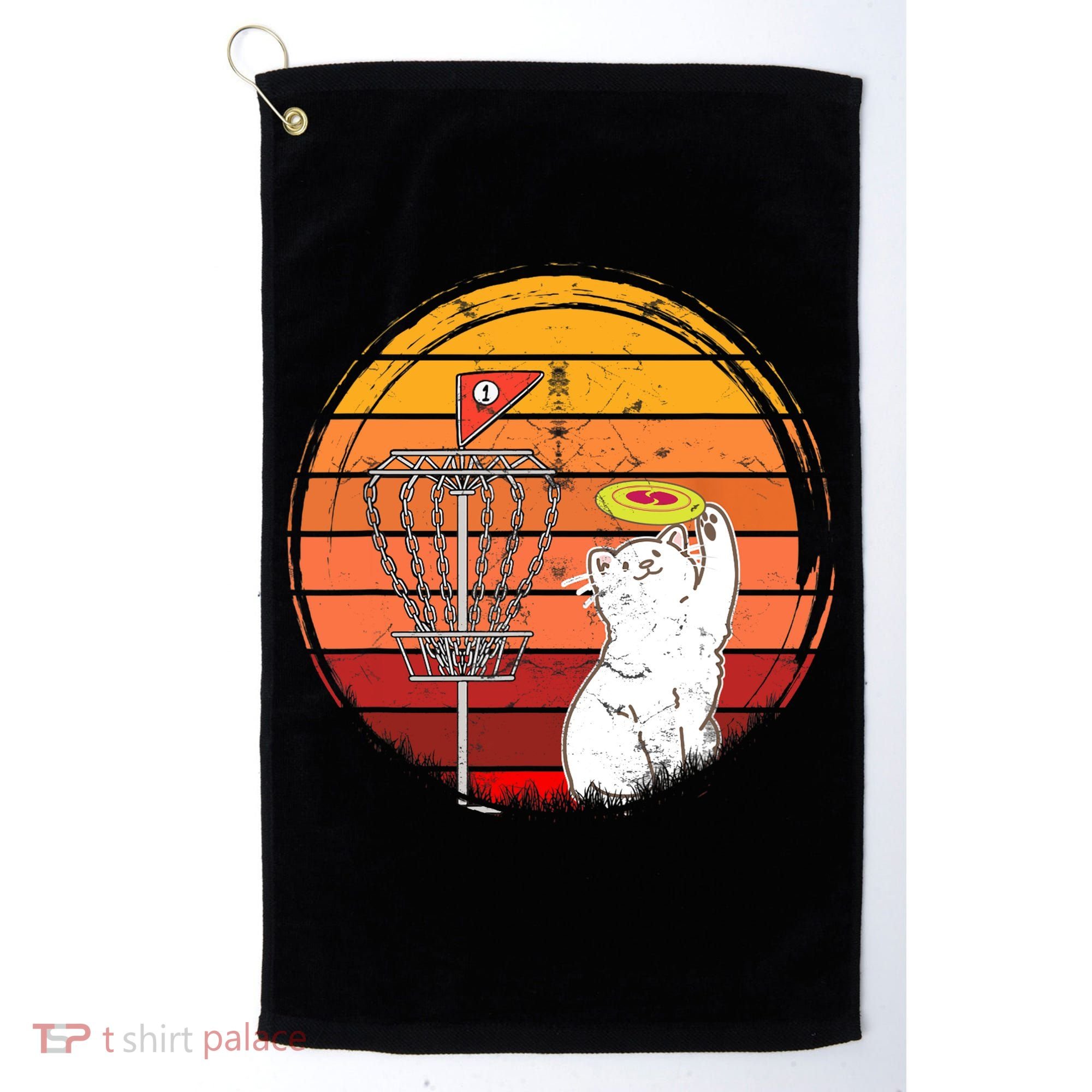 Disc Golf Frisbee Golf Disc Sport Players Cute Cat Lovers Golf Towel