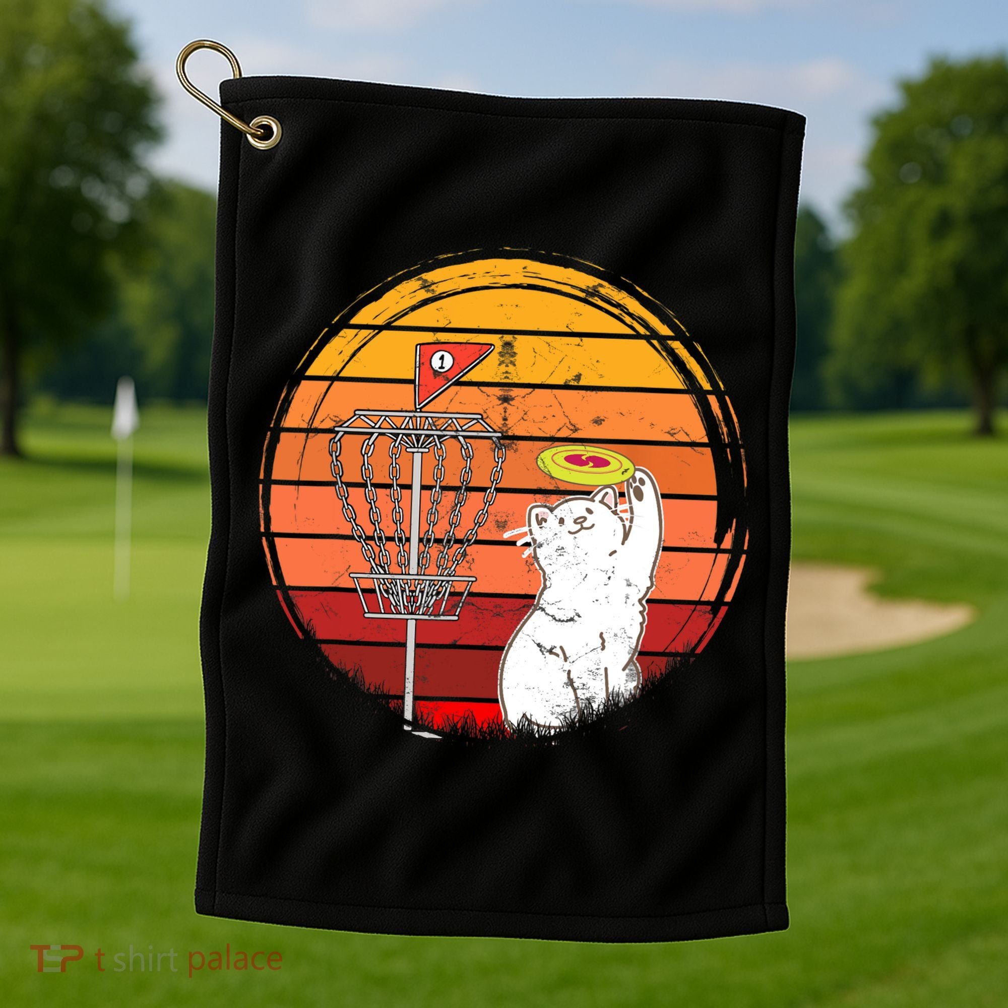 Disc Golf Frisbee Golf Disc Sport Players Cute Cat Lovers Golf Towel