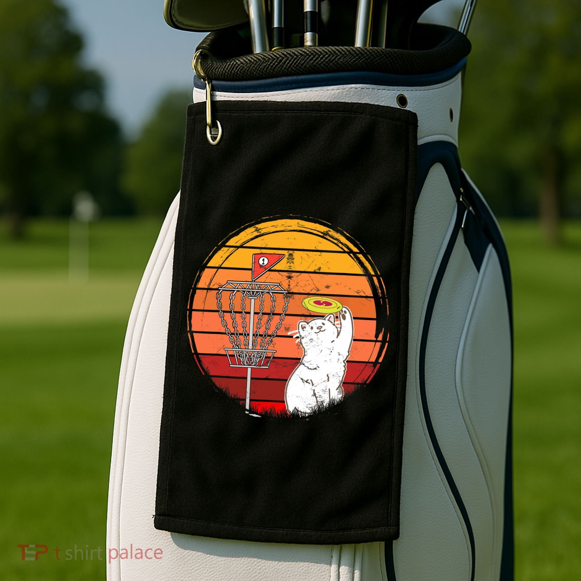 Disc Golf Frisbee Golf Disc Sport Players Cute Cat Lovers Golf Towel