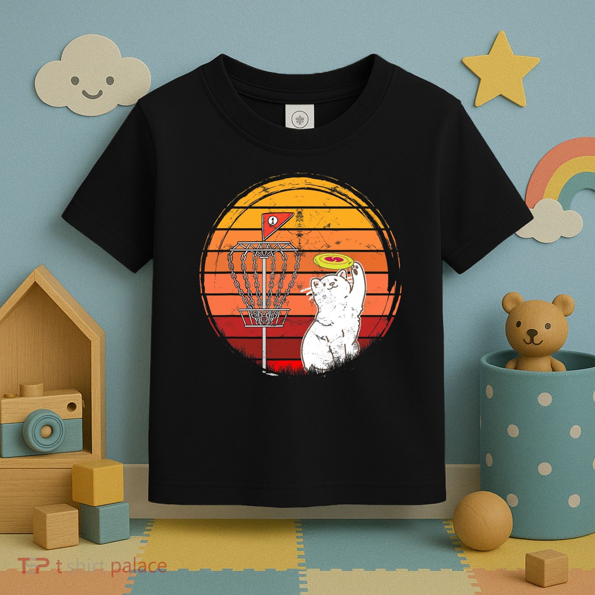 Disc Golf Frisbee Golf Disc Sport Players Cute Cat Lovers Toddler T-Shirt