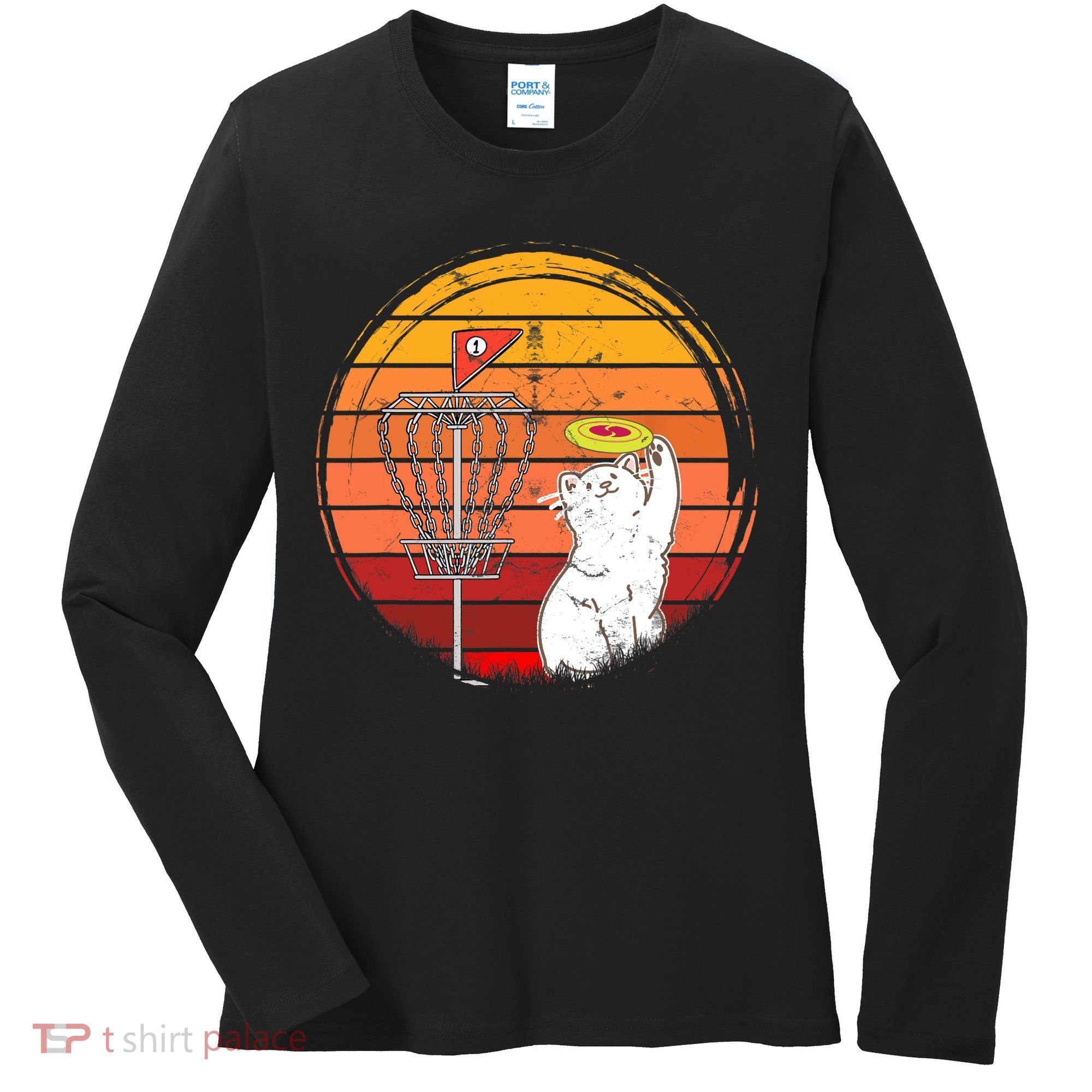 Disc Golf Frisbee Golf Disc Sport Players Cute Cat Lovers Women's Long Sleeve Shirt