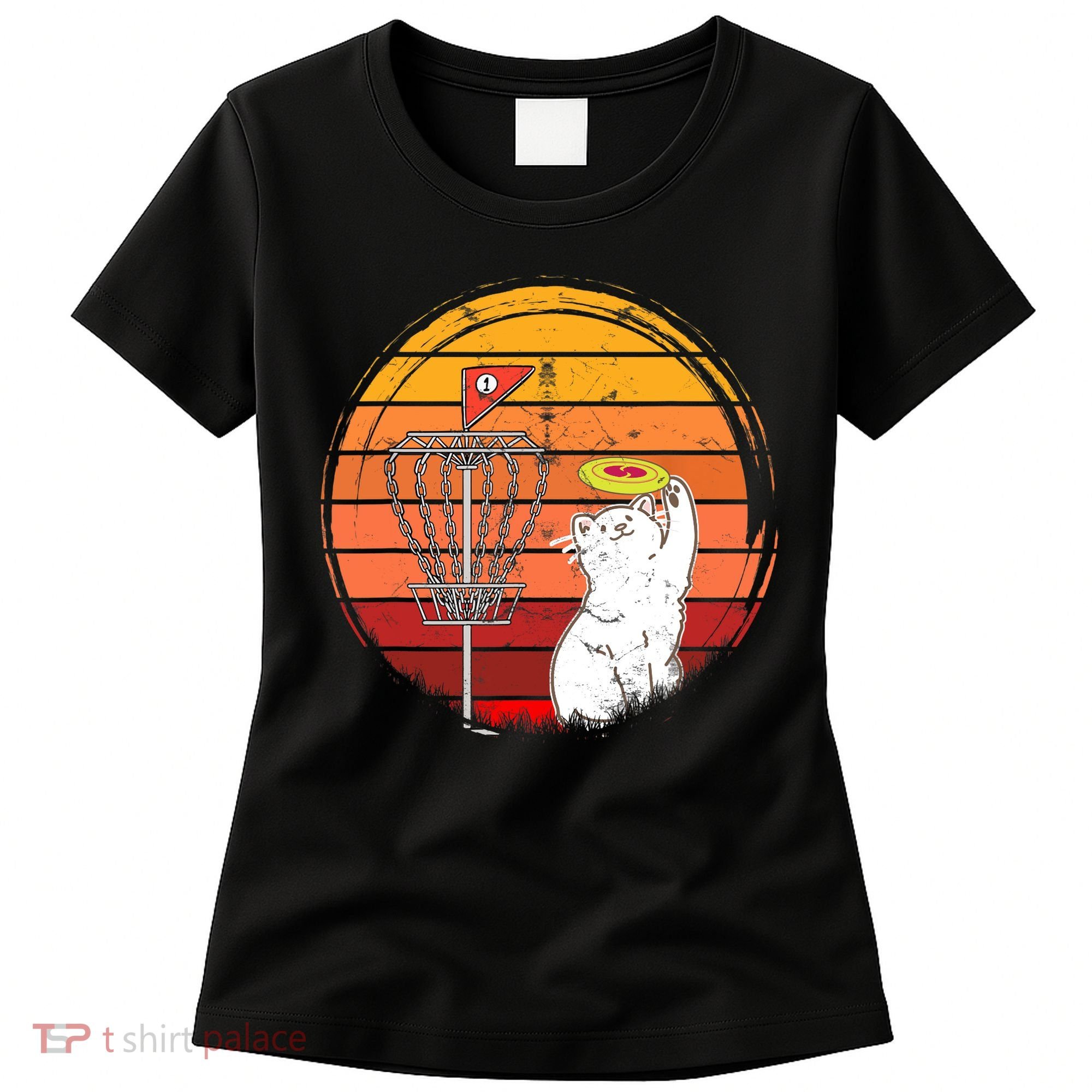 Disc Golf Frisbee Golf Disc Sport Players Cute Cat Lovers Women's T-Shirt
