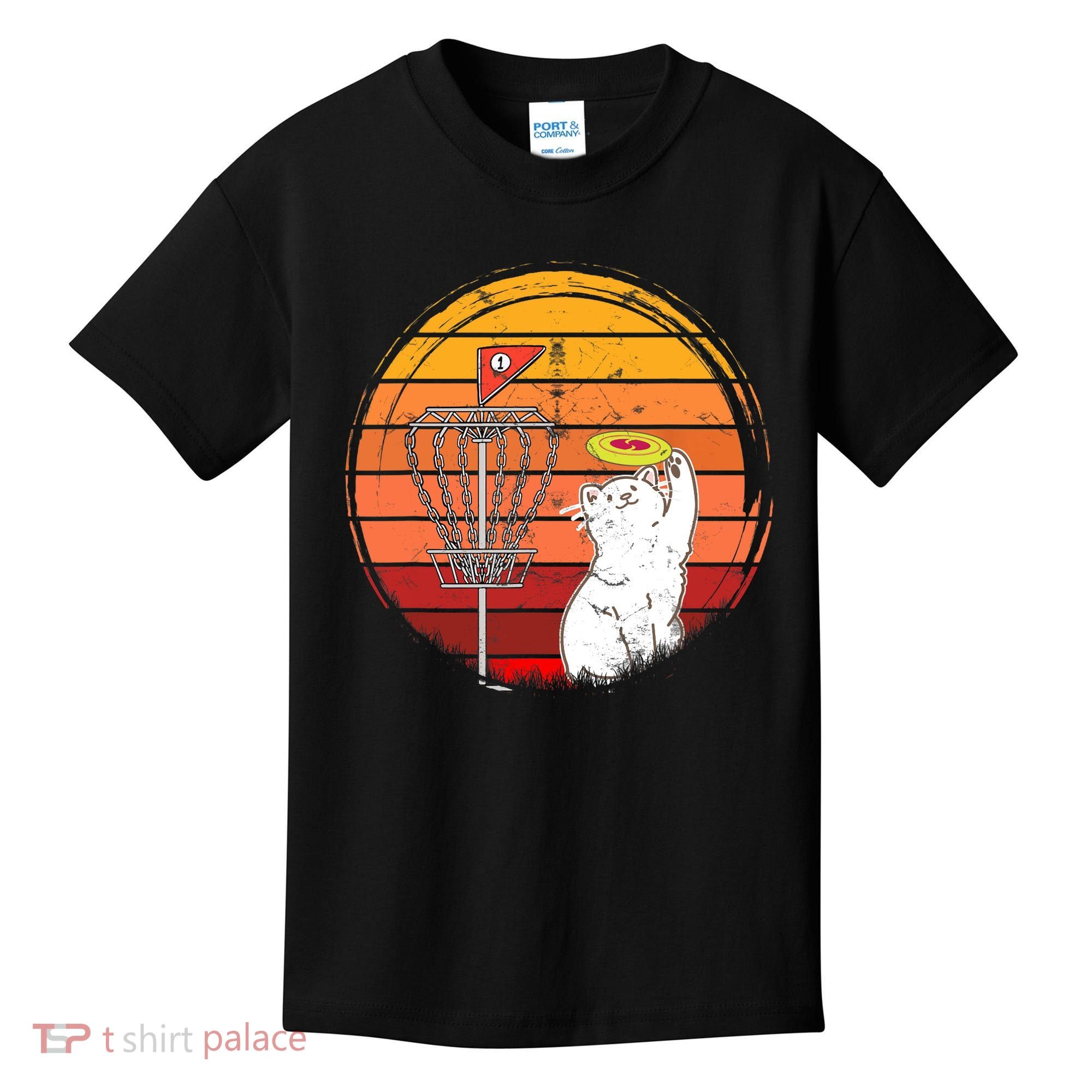 Disc Golf Frisbee Golf Disc Sport Players Cute Cat Lovers Kids T-Shirt