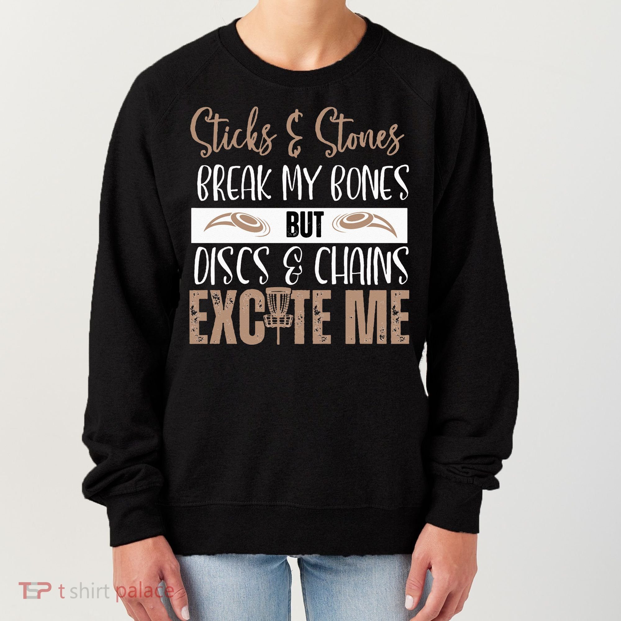Disc Golf Funny Discs & Chains Excite Me Brown Women's Sweatshirt