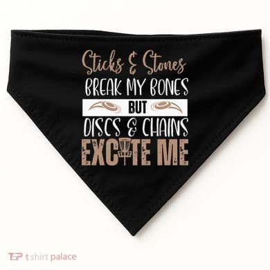 Disc Golf Funny Discs & Chains Excite Me Brown USA-Made Doggie Bandana