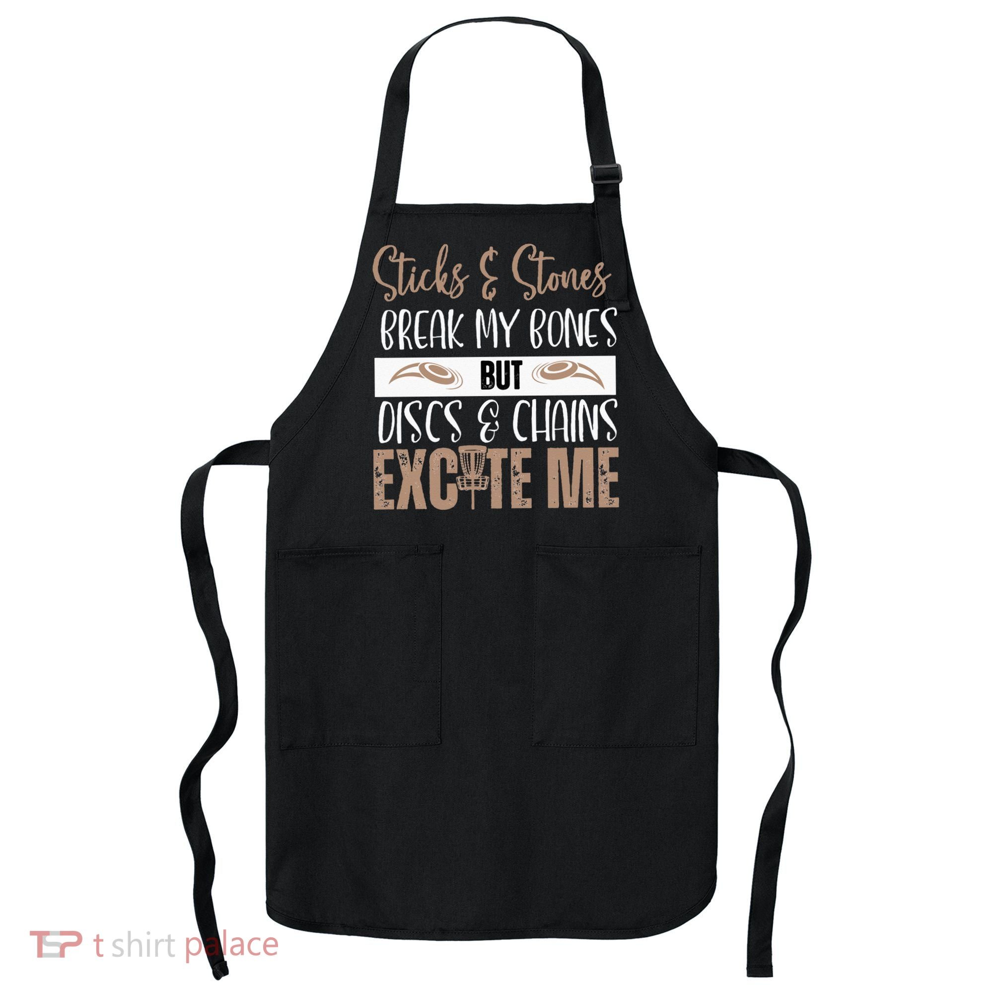 Disc Golf Funny Discs & Chains Excite Me Brown Apron