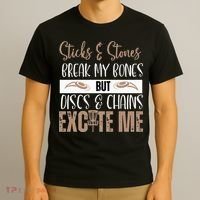 Disc Golf Funny Discs & Chains Excite Me Brown T-Shirt thumb 3