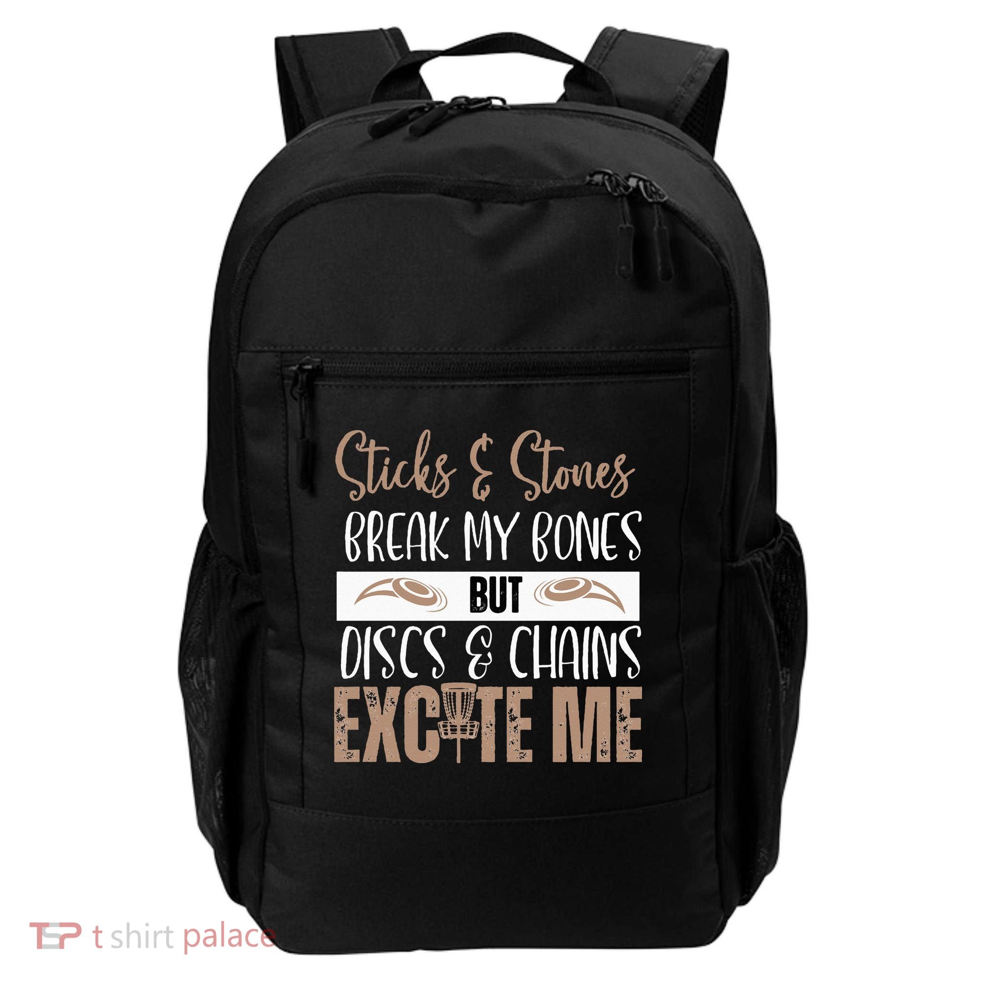 Disc Golf Funny Discs & Chains Excite Me Brown Backpack