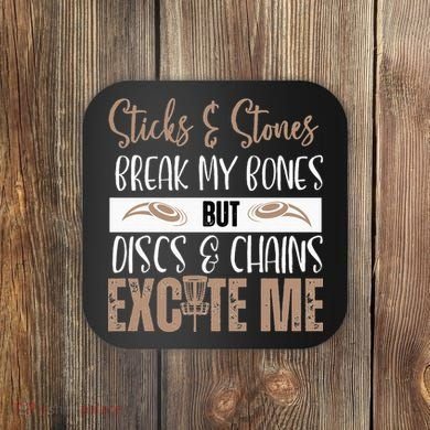 Disc Golf Funny Discs & Chains Excite Me Brown Coaster