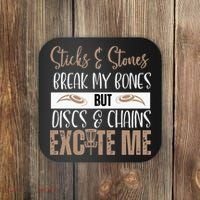 Disc Golf Funny Discs & Chains Excite Me Brown Coaster thumb 0