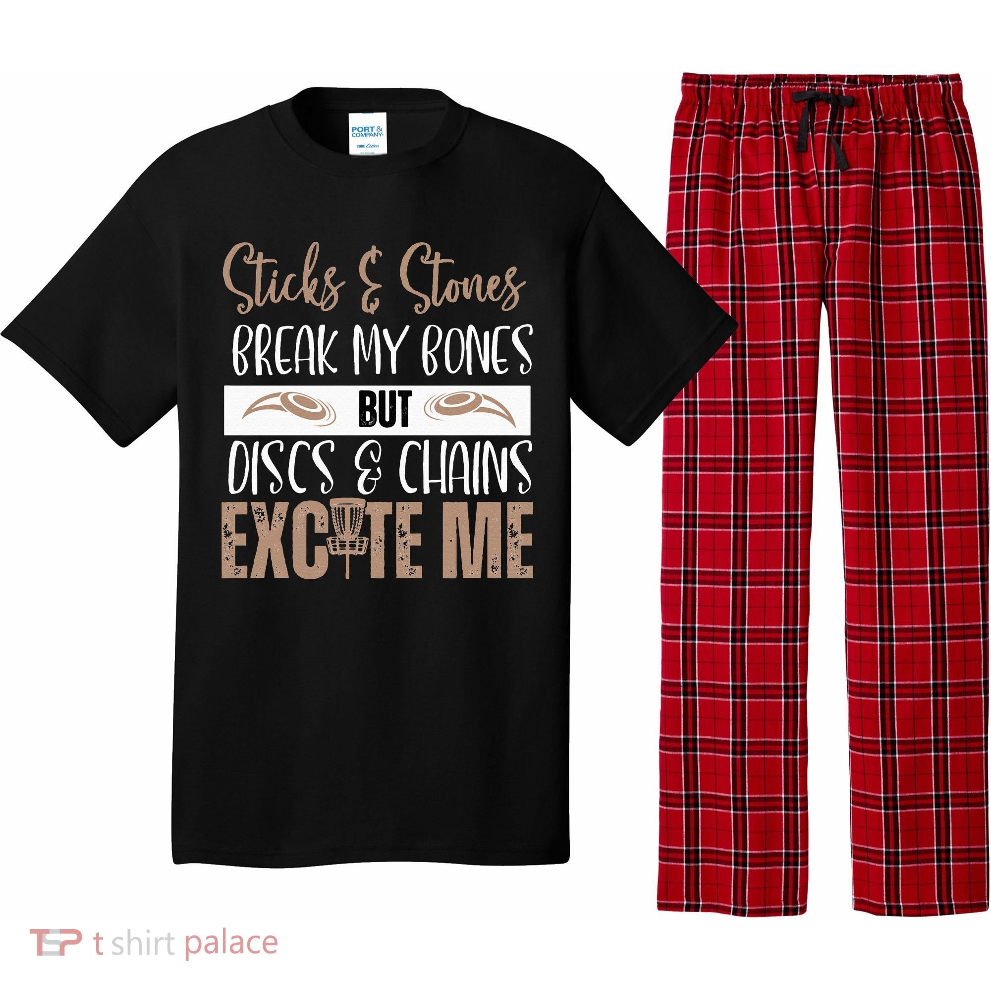 Disc Golf Funny Discs & Chains Excite Me Brown Pajama Set