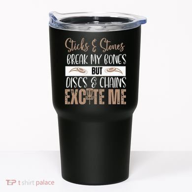 Disc Golf Funny Discs & Chains Excite Me Brown Tumbler