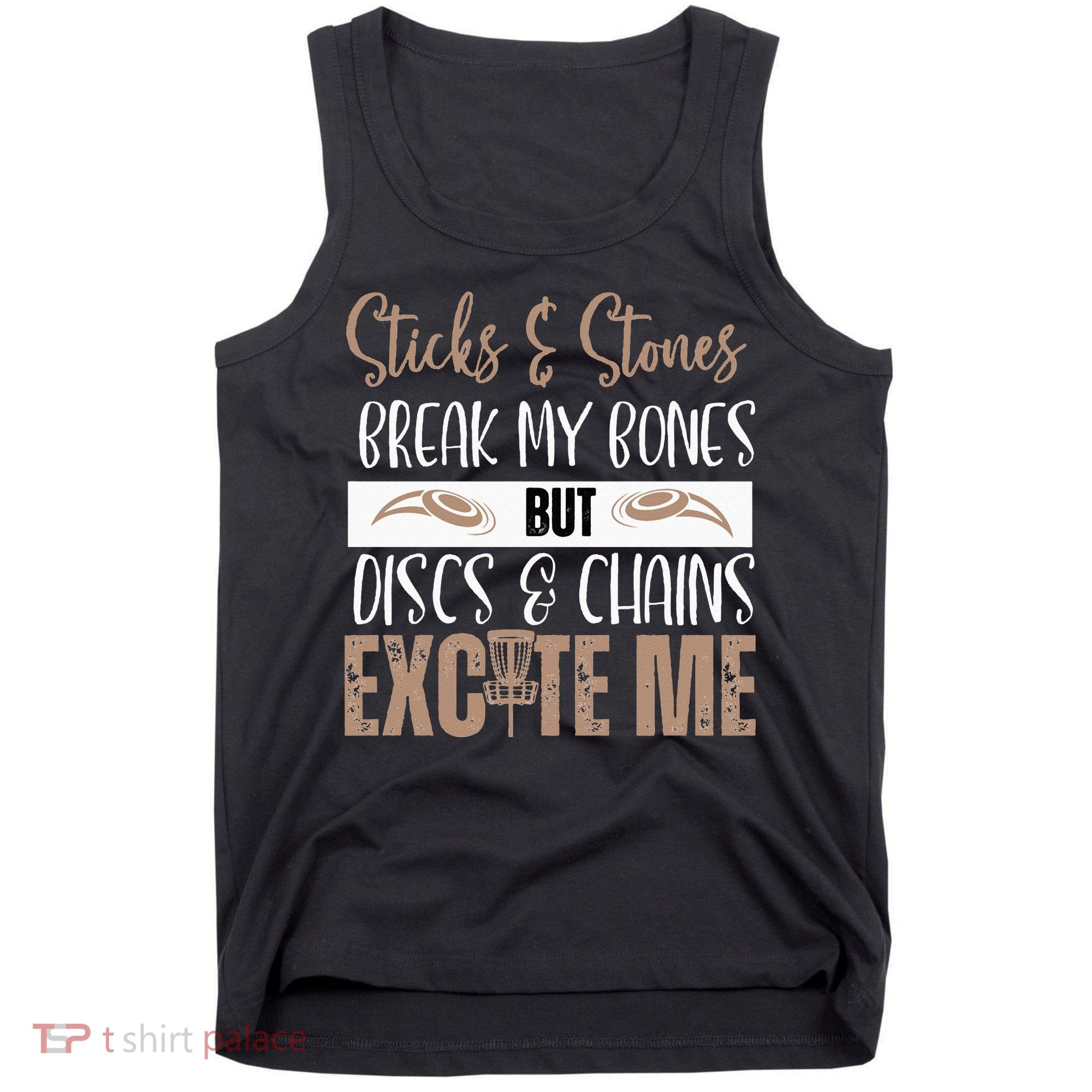 Disc Golf Funny Discs & Chains Excite Me Brown Tank Top