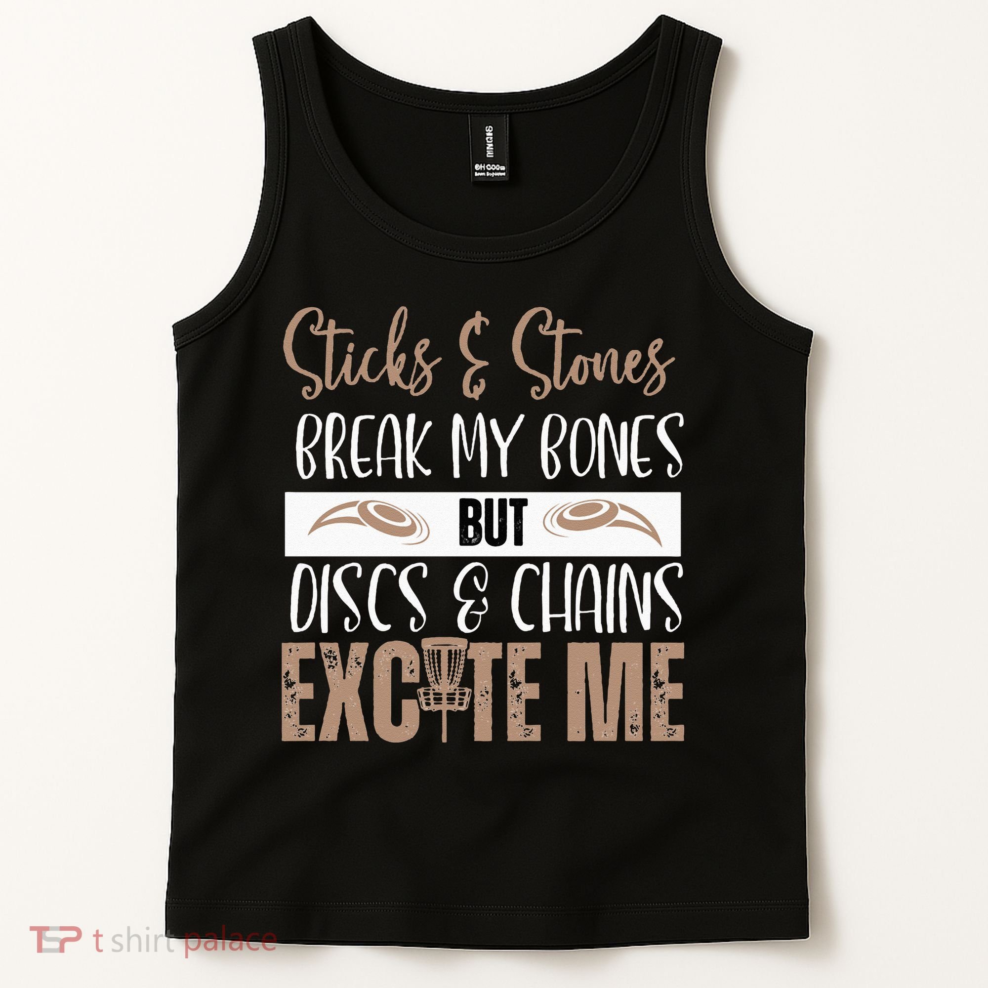 Disc Golf Funny Discs & Chains Excite Me Brown Tank Top