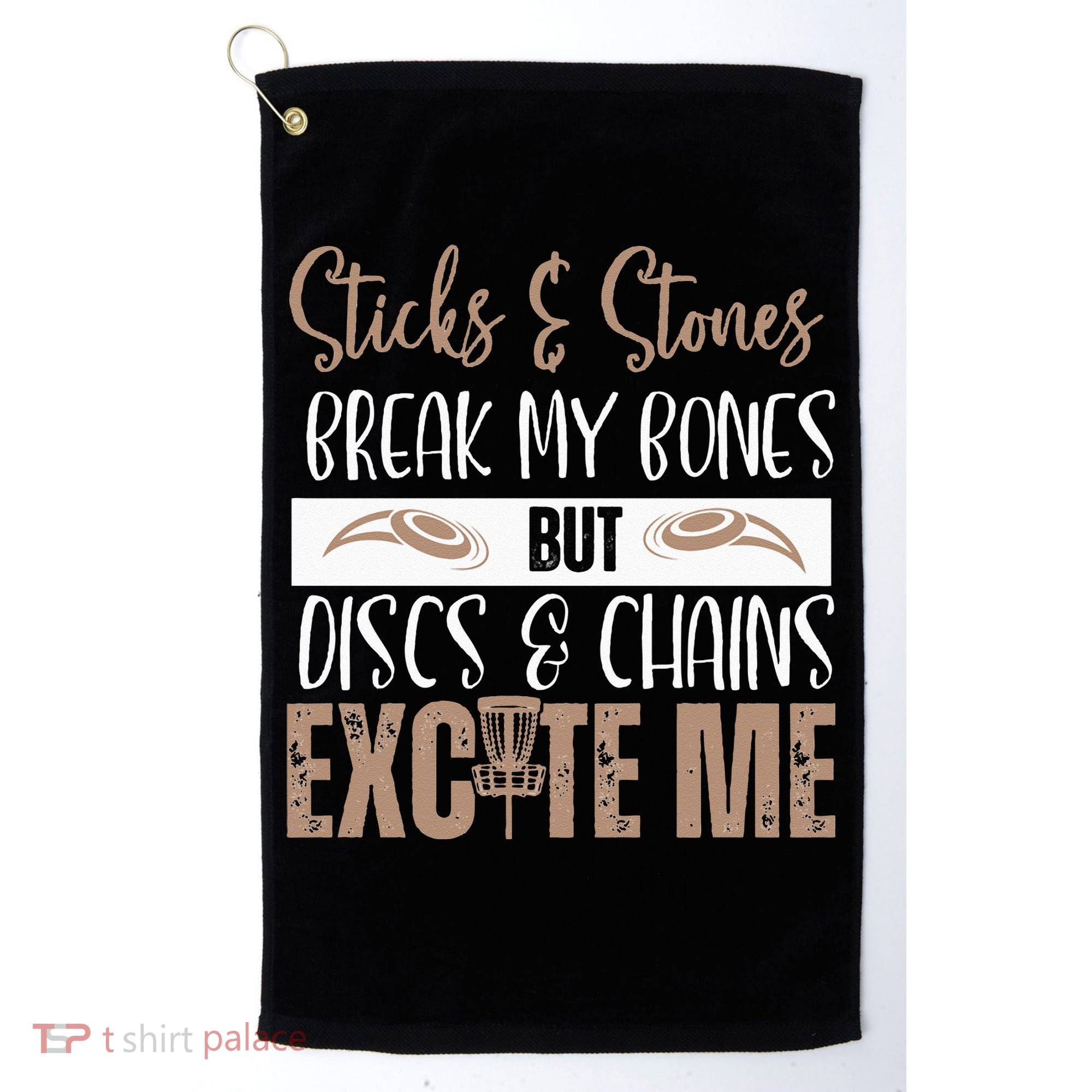 Disc Golf Funny Discs & Chains Excite Me Brown Golf Towel