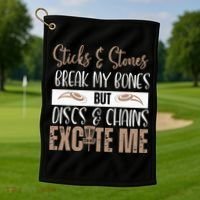 Disc Golf Funny Discs & Chains Excite Me Brown Golf Towel thumb 1
