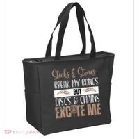 Disc Golf Funny Discs & Chains Excite Me Brown Tote Bag thumb 2